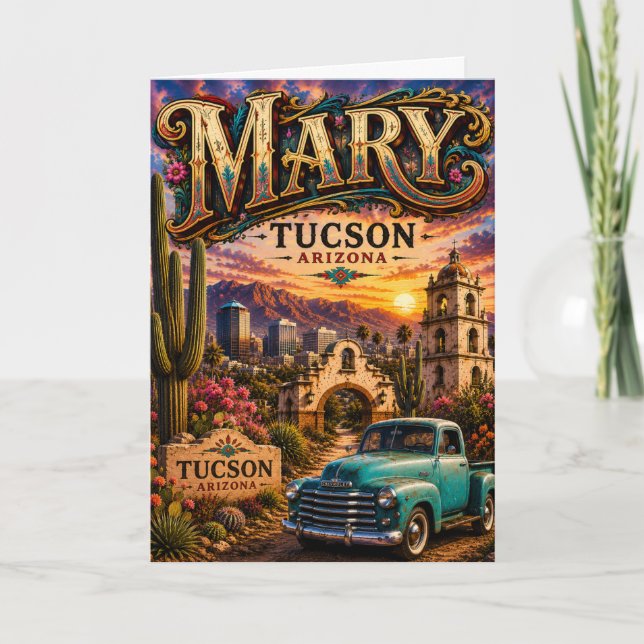 Cartão Mary Tucson Arizona Personalizado Sudoeste  (Frente)