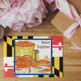 Cartão Maryland Flag and Crabs Custom Wedding Card