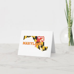 Cartão Maryland state Flag and Map Shape Note