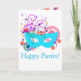 Cartão Máscara da cerceta de Purim com redemoinhos