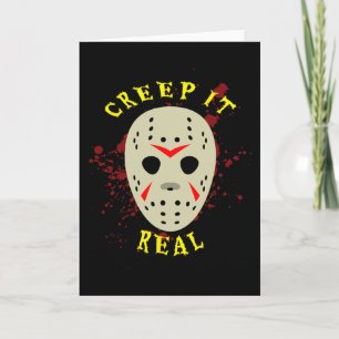 Cartão Máscara de Hockey Creep It Real Halloween Horror 