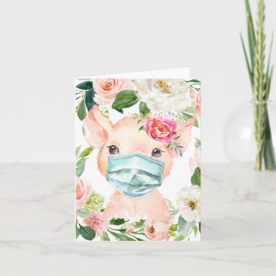 Cartão Máscara de Visto de Suínos Cuxos Distância socia