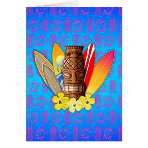 Cartão Máscara e prancha de Tiki