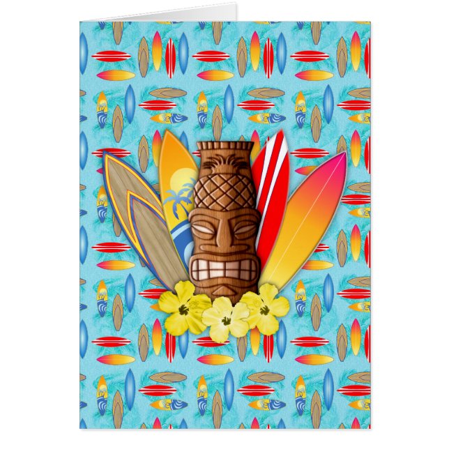 Cartão Máscara e prancha de Tiki (Frente)