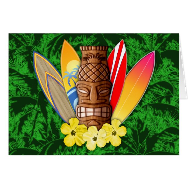 Cartão Máscara e prancha de Tiki (Frente Horizontal)