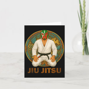 Cartão Máscara Mexicana de Jiu Jitsu em estilo retrô Luch