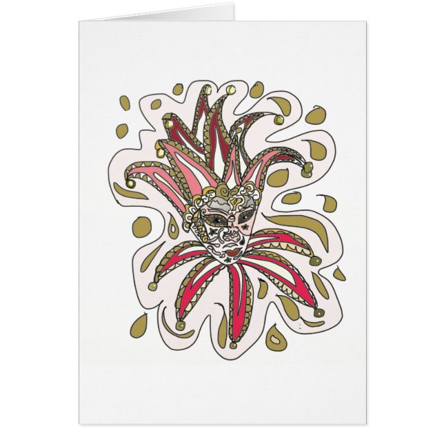 Cartão Máscara Venetian do bobo da corte (Frente)