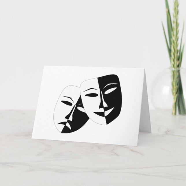 Cartão Máscaras de Comédia de Drama Simples Atuando (Frente)