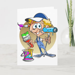 Cartão Mascote de desenho animado com decorador