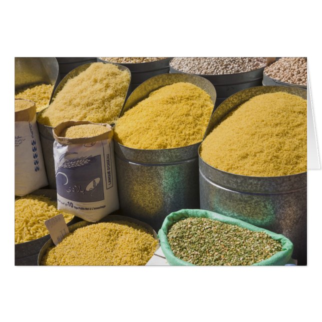 Cartão Massa seca e feijão à venda, Marrakech, 2 (Frente Horizontal)