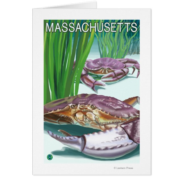 Cartão Massachusetts Crab e Pescador (Frente)