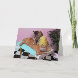 Cartão Massagem de Gato Engraçado de Aniversário