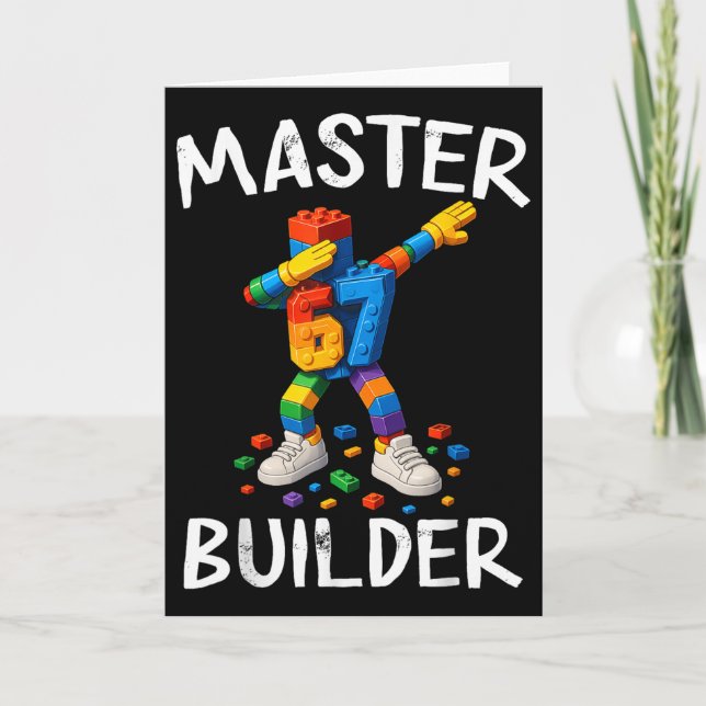 Cartão Master Builder Dabbing 67 Meme Building Blocks Bri (Frente)