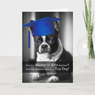 Cartão Master of Arts Graduate Cute Boston Terrier Dog
