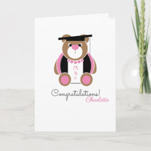 Cartão Masters in science MSc congratulations bear card
