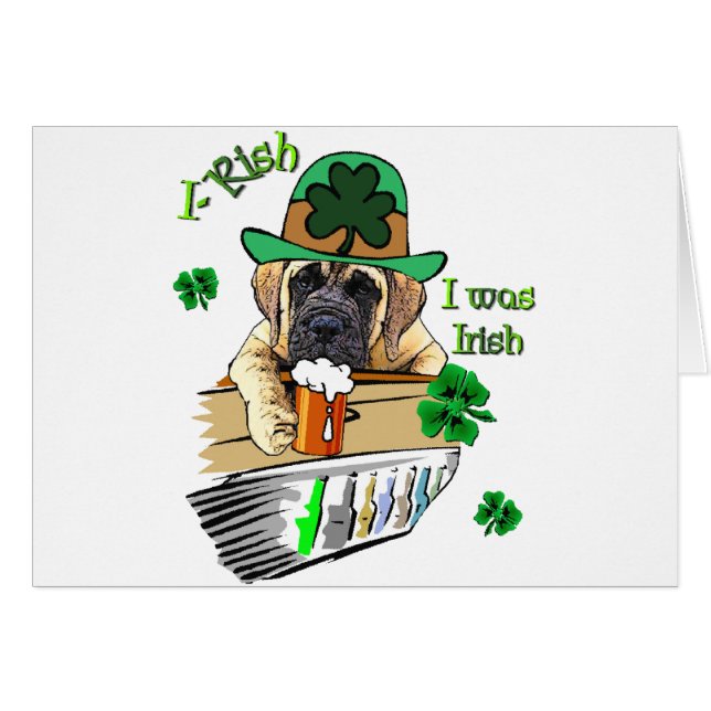 Cartão Mastiff St Patricks Inglês (Frente Horizontal)