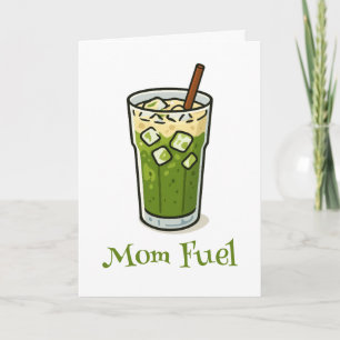 Cartão Matcha Latte Mãe Combustível Funny Retro Aniversár