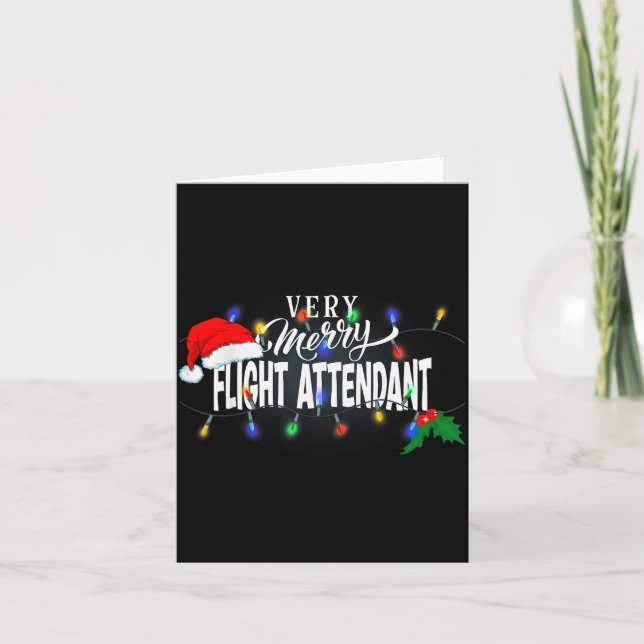 Cartão Matching Very Merry Flight Attendant Christmas  (Frente)