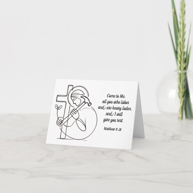 Cartão Mateus 11:28 Todos Vocês Que Trabalham Escritura (Frente)