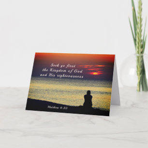 Cartão Mateus 6:33 Seek Primeiro Reino de Deus Oceano