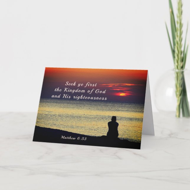 Cartão Mateus 6:33 Seek Primeiro Reino de Deus Oceano (Frente)