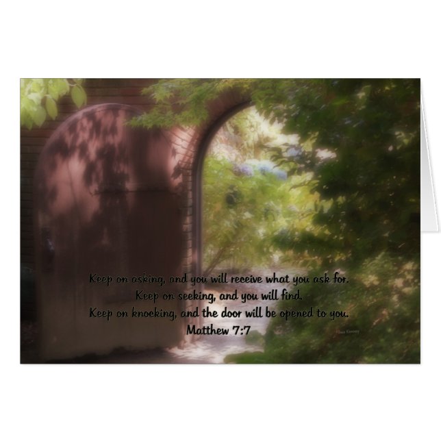 Cartão Mateus 7:7 (Frente Horizontal)