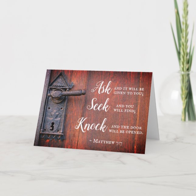 Cartão Mateus 7:7, Pergunte e ele será dado (Frente)