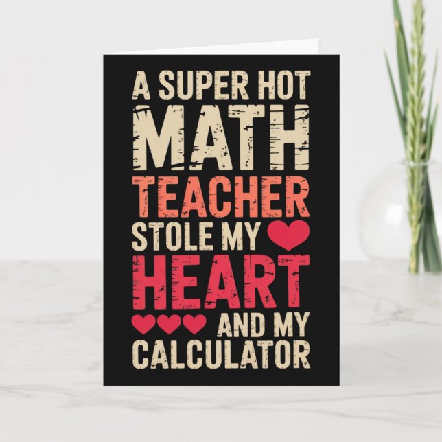 Cartão Math Teacher Valentine's Day Algebra Calculus Love (Frente)