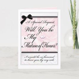 Cartão Matron of Honor Formal Bridal Party Rosa Hearts