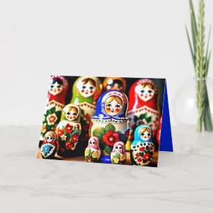 Cartão Matryoshka bonecas Feliz Natal Férias GC