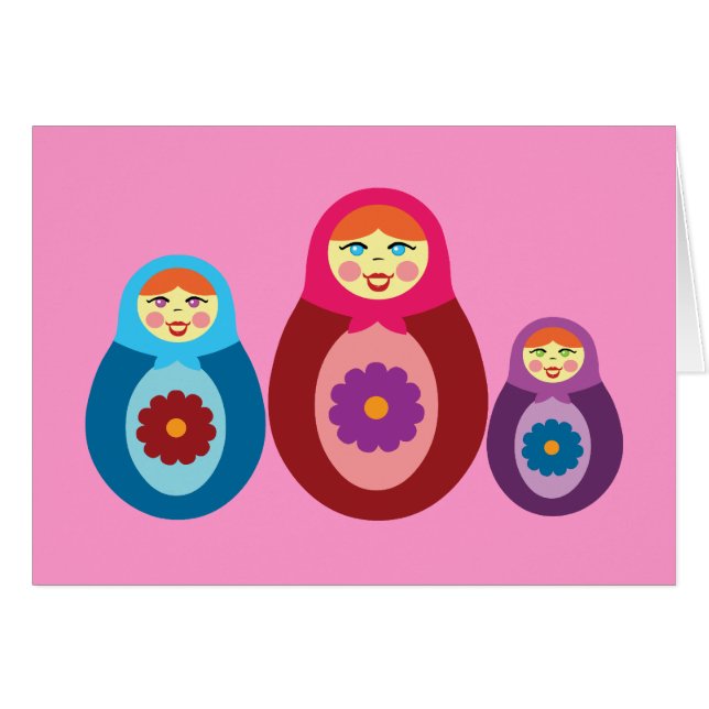 Cartão Matryoshka Dolls (Frente Horizontal)