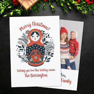 Cartão Matryoshka Nesting Doll Cute Christmas Photo