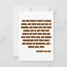 Cartão Matthew 13:15 Bíblia KJV Saudação Versa