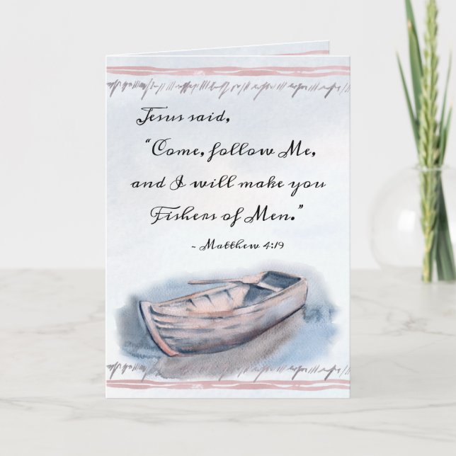 Cartão Matthew 4:19 Jesus disse, "Venha me seguir", Bíbli (Frente)