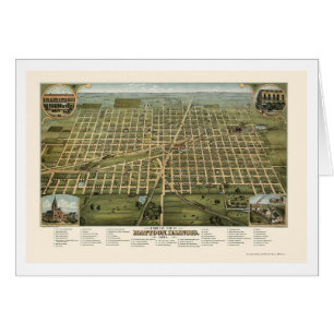 Cartão Mattoon, mapa panorâmico do IL - 1884