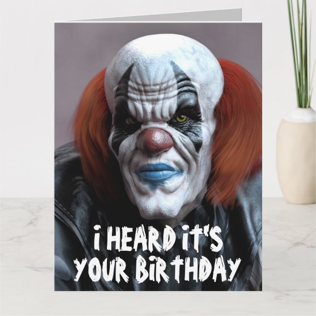 Cartão MAU SCARY CLOWN FUNNY BIRTHDAY HUG Greeting Card (Frente)
