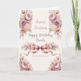 Cartão Mauve e Dourado Rosa Sweet Sixteen