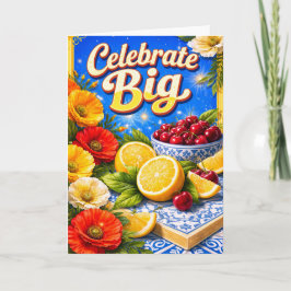Cartão Maximalist Fruit and Floral Summer Birthday Card