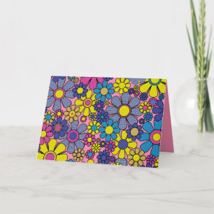 Cartão Máximo Floral Retroativo 60s 70s Vazio Interior