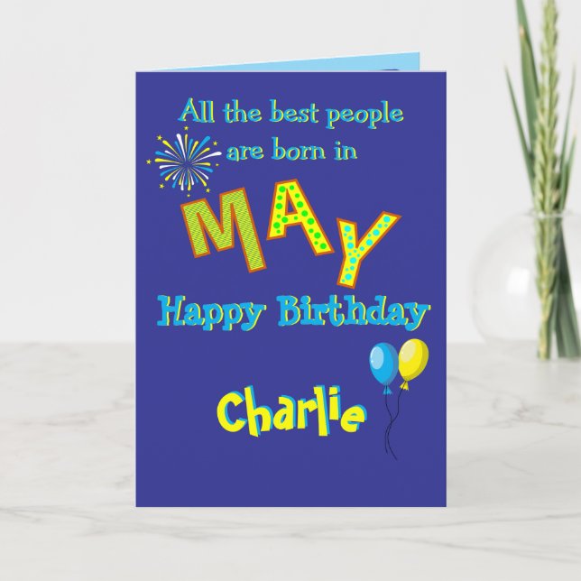 Cartão May Birthday Folded Greeting Card (Frente)