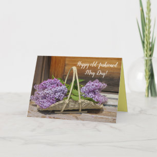 Cartão May Day, flowers, lilacs, spring, pretty greeting