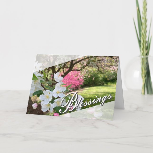 Cartão May Flowers Pink Blessings Greeting Card (Frente)