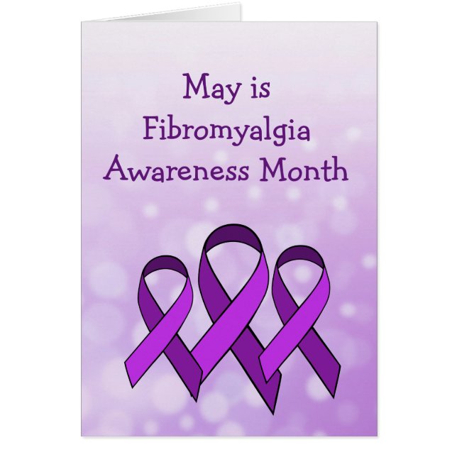 Cartão May is Fibromialgia Month Purple Ribbon Card (Frente)