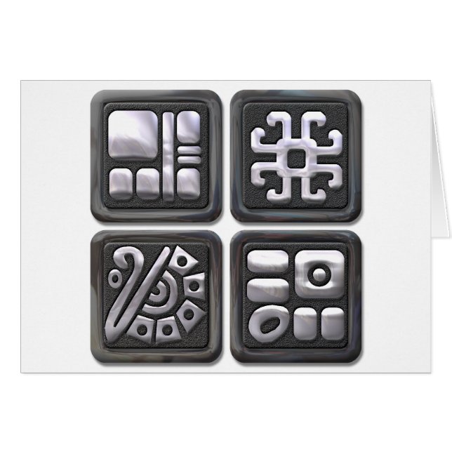 Cartão Mayan Glyphs-black e prata (Frente Horizontal)