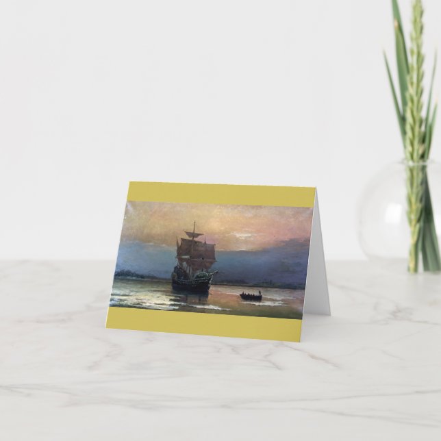 Cartão Mayflower em Plymouth por William F. Halsall 1882 (Frente)