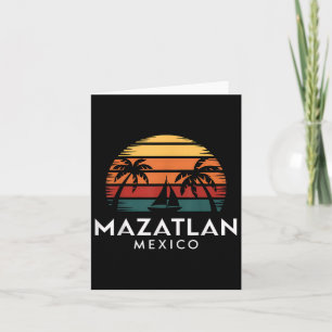 Cartão Mazatlan Mexico Retro Sunset Sailboat Vacer Sou