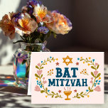 Cartão MAZEL TOV BAT MITZVAH Falso-oral Judaico Personali<br><div class="desc">Mandei um texto para você. Excelente para um morcego mitzvah. Adicione seu próprio texto ao dentro da placa ou altere as cores de fundo. Para mais designs e cores,  verifique meu compro! Ou me avise se quiser algo personalizado. Pergunte se não encontra o que precisa! :)</div>
