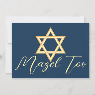 Cartão Mazel Tov Estrela de Davi, Azul Amarelo Dou