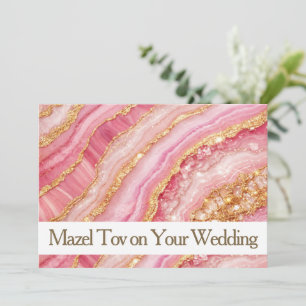 Cartão Mazel Tov para Casamento, Ágata Rosa Dourad
