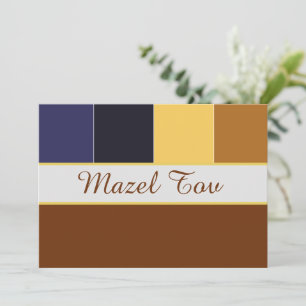 Cartão Mazel Tov Parabéns, Marrom Azul
